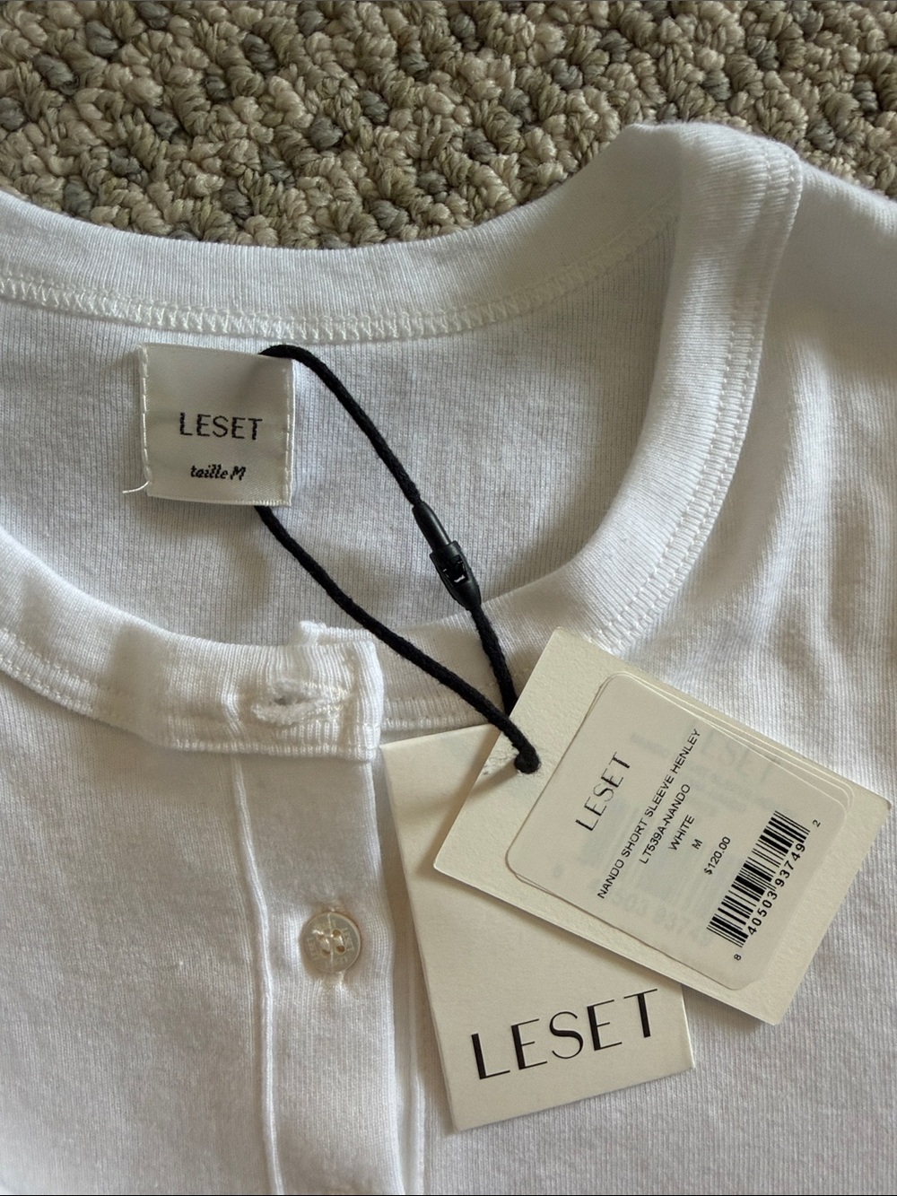 LESET White Henley Tee - Picture 3 of 5